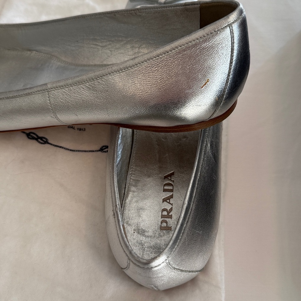 Rare Vintage Prada Early 2000s Silver Peep-Toe Women's Shoes size 41 - Picture 13 of 14